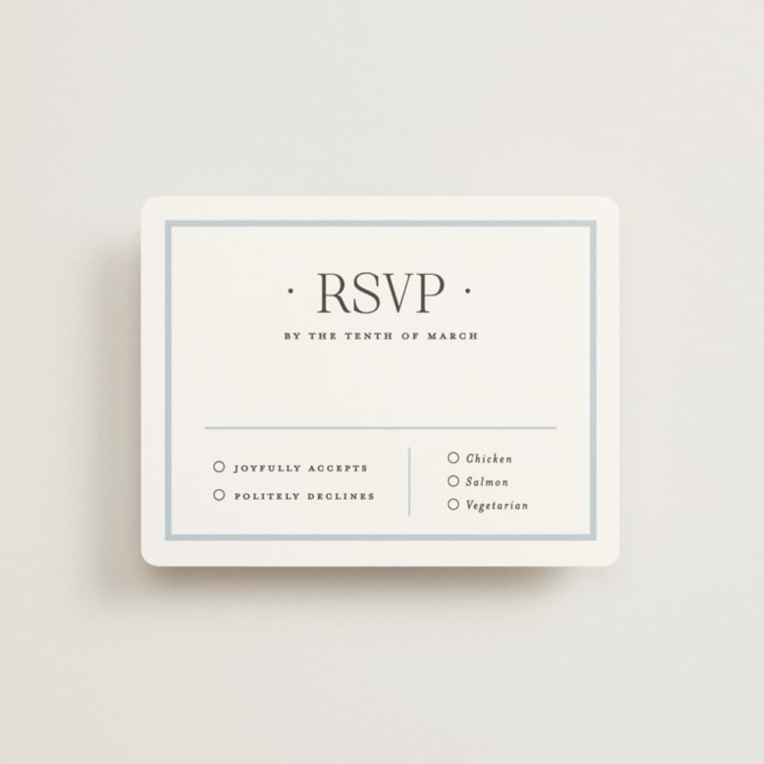 "Dotted Classic" - RSVP Cards in Hydrangea by Carolyn MacLaren - Front