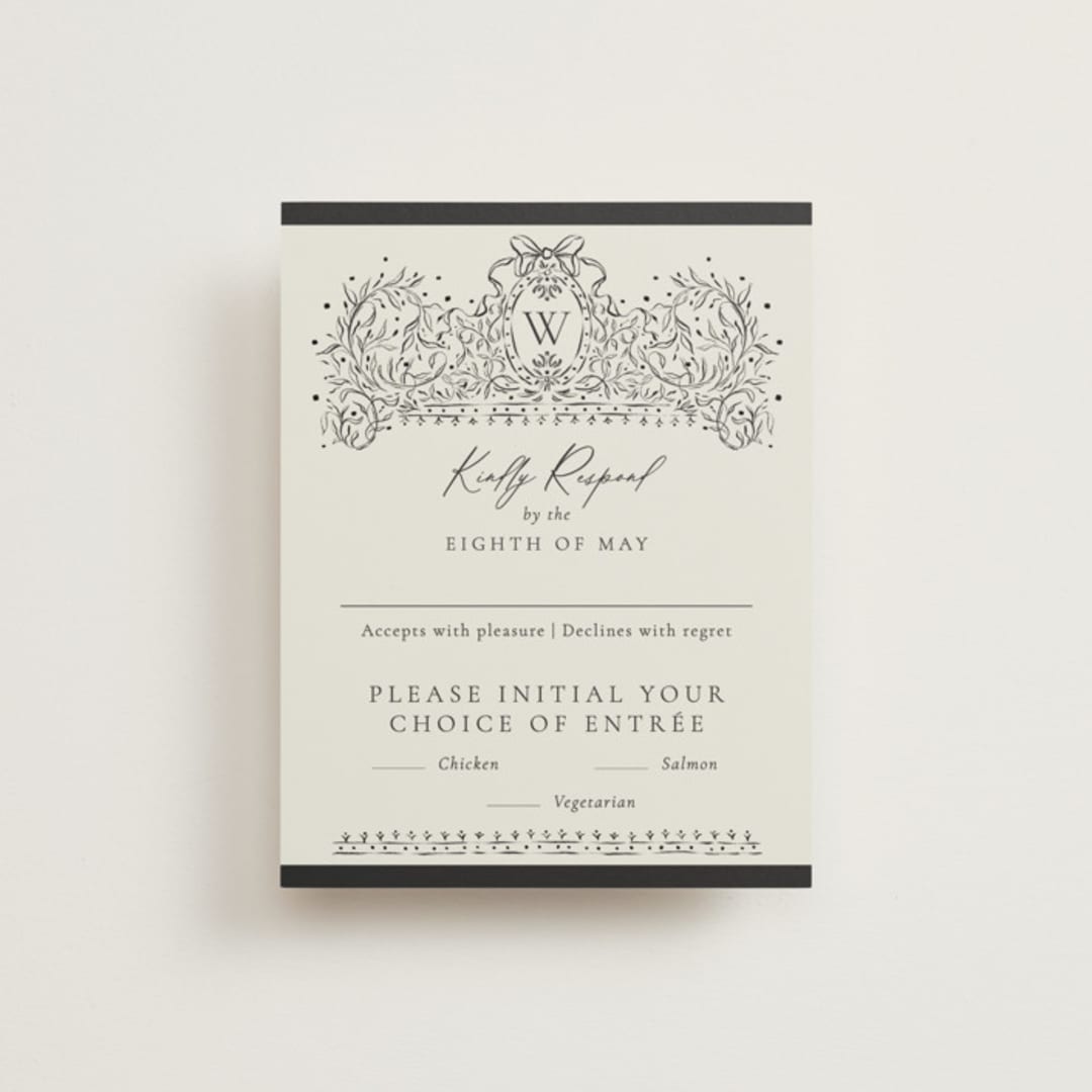 "Ornate sketched frame" - RSVP Cards in Latte by Jackie Crawford - Front