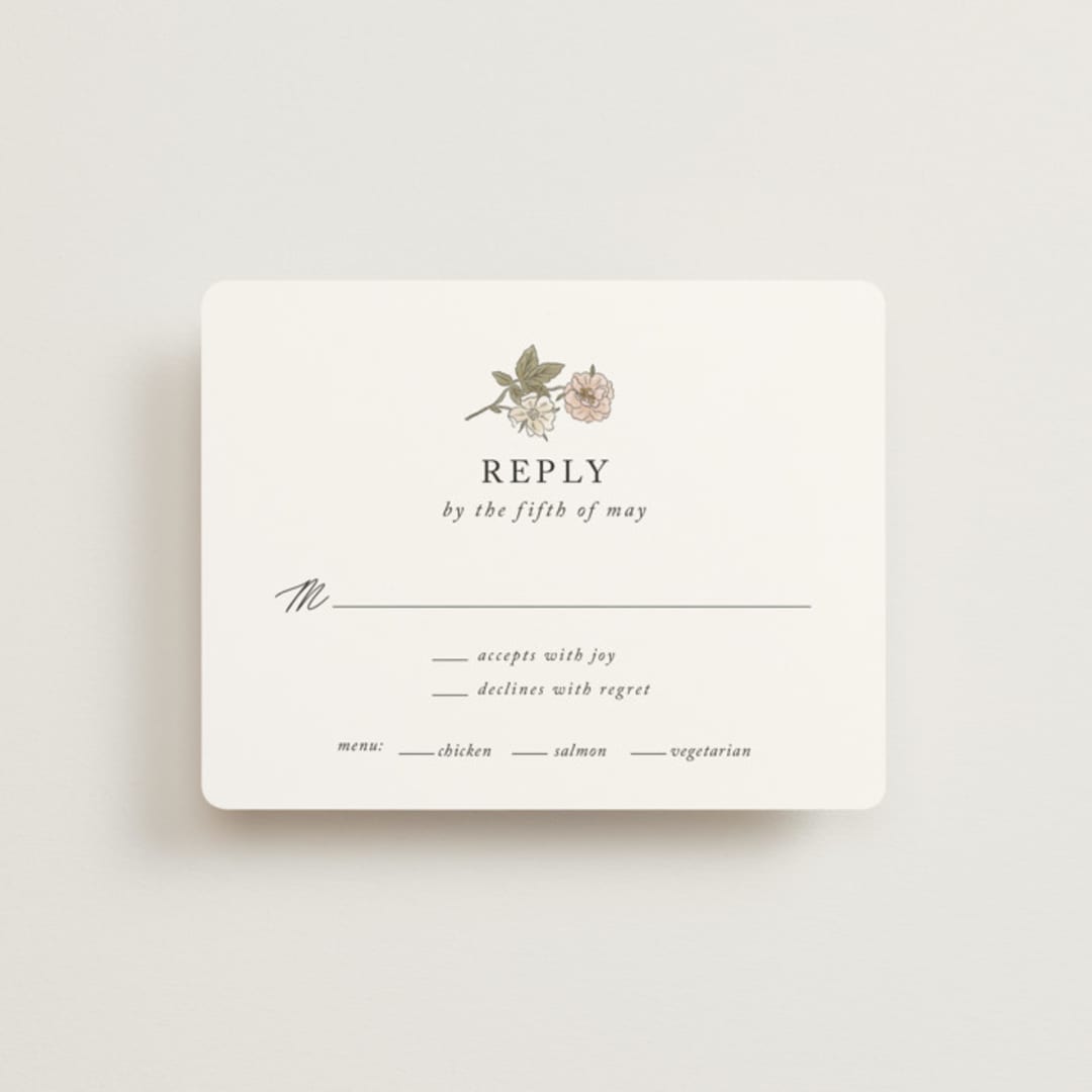 "Vintage Roses" - RSVP Cards in Snow by Tara Grangroth - Front