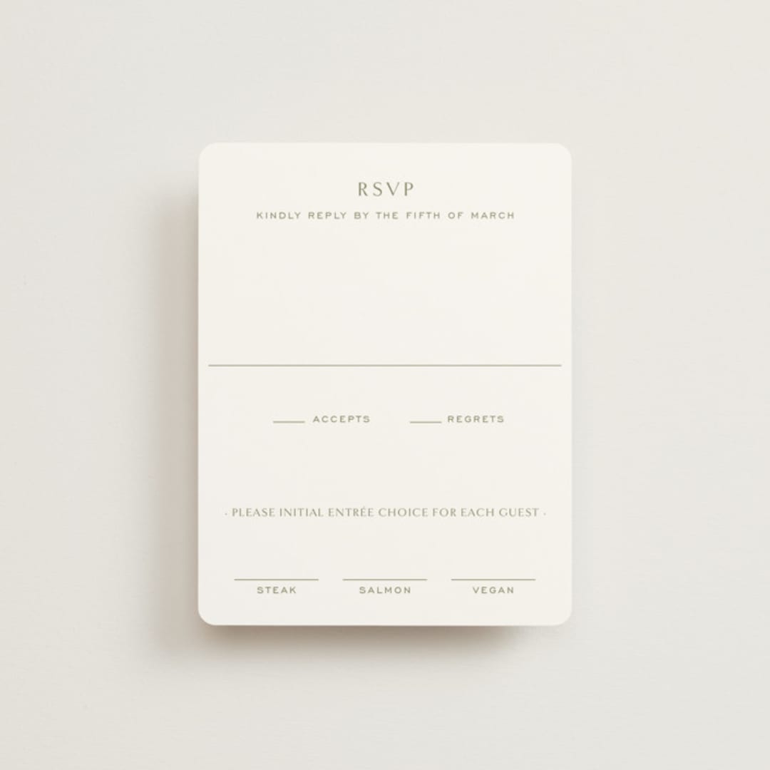 "Rancho" - RSVP Cards in Verde by Megan Davis - Front
