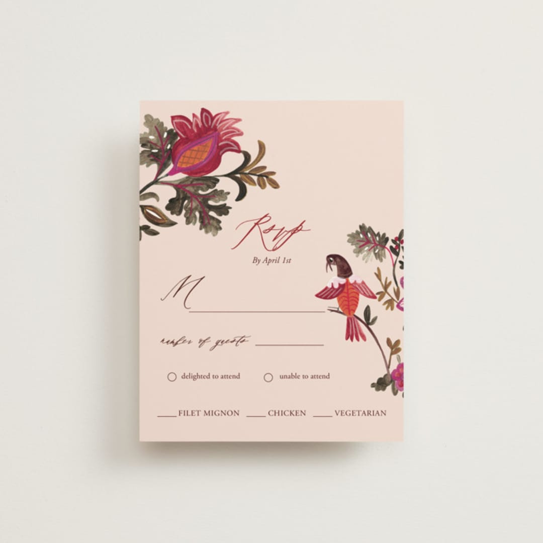 "Indian floral chintz lush" - RSVP Cards in Ivory by Caroline Bonne Muller - Front