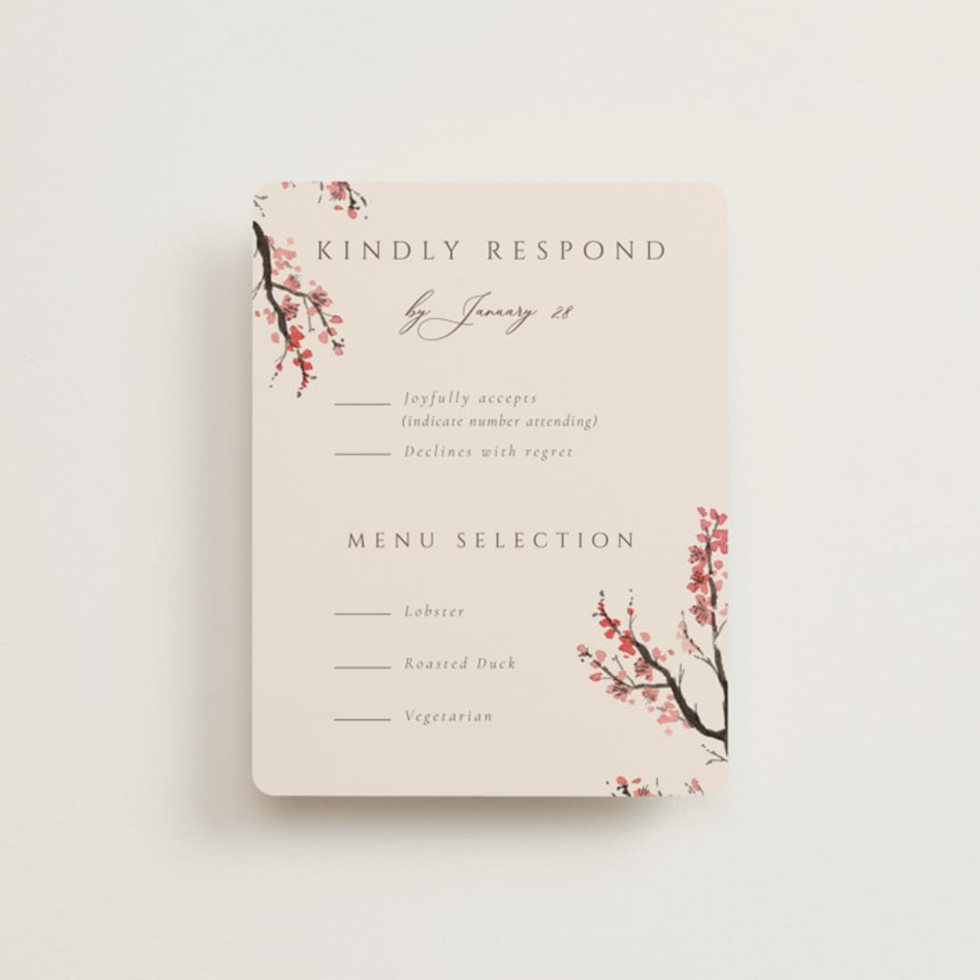 "Blossoms of Love" - RSVP Cards in Champagne by frau brandt - Front