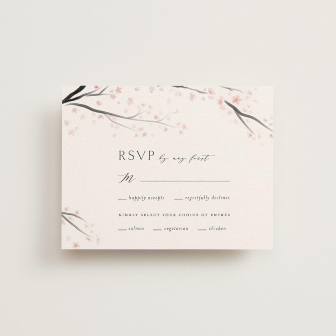 "Cherry Blossoms" - RSVP Cards in Cherry Blossom by Stephanie Hawkes - Front