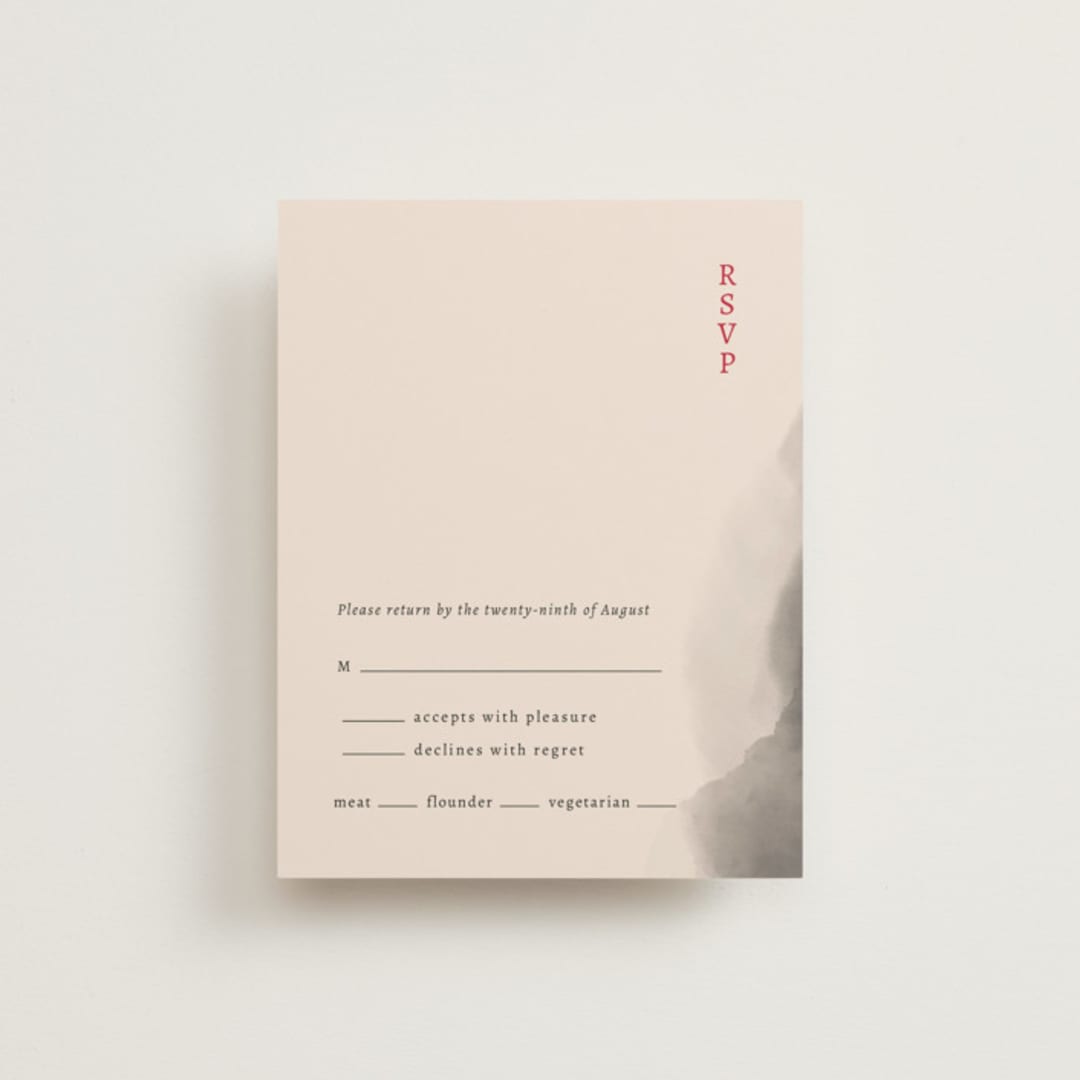 "Ink Blossoms" - RSVP Cards in Red Tone by Ani Somi - Front