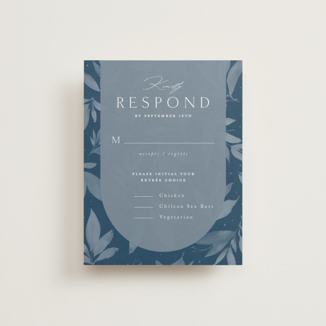 "Linen" - RSVP Cards in Midnight by Ashley Rosenbaum - Front
