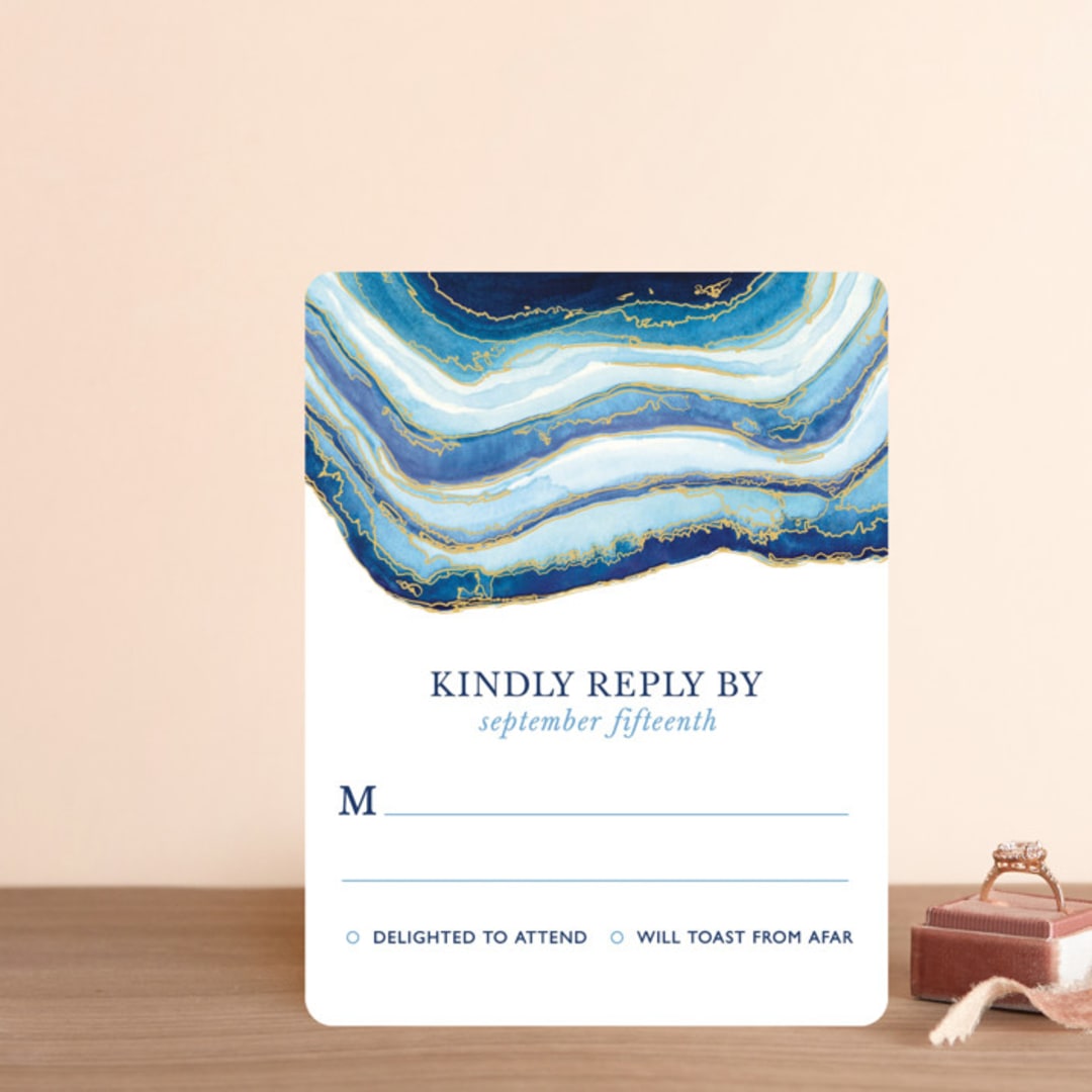 "Gilt Agate" - RSVP Cards in Navy by Kaydi Bishop - Front