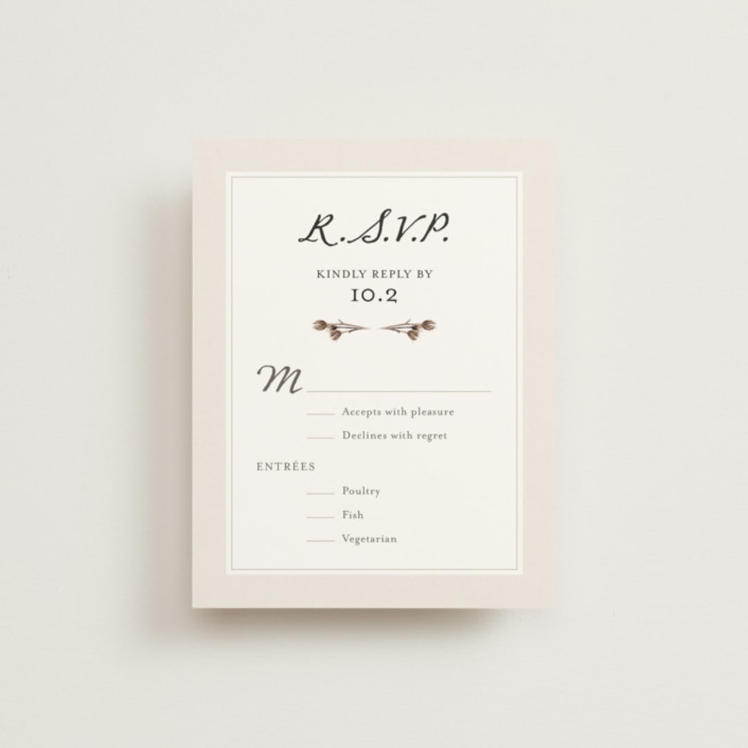 "Gone To Seed" - RSVP Cards in Taupe by Honeybunch Studio - Front