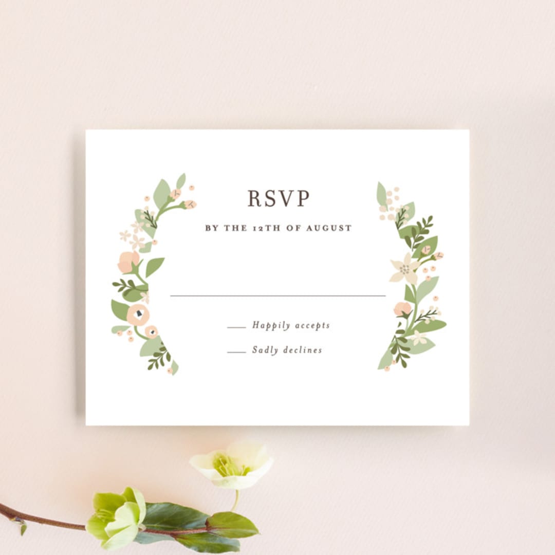 "Longwood Estates" - RSVP Cards in Peach Sorbet by Jennifer Wick - Front