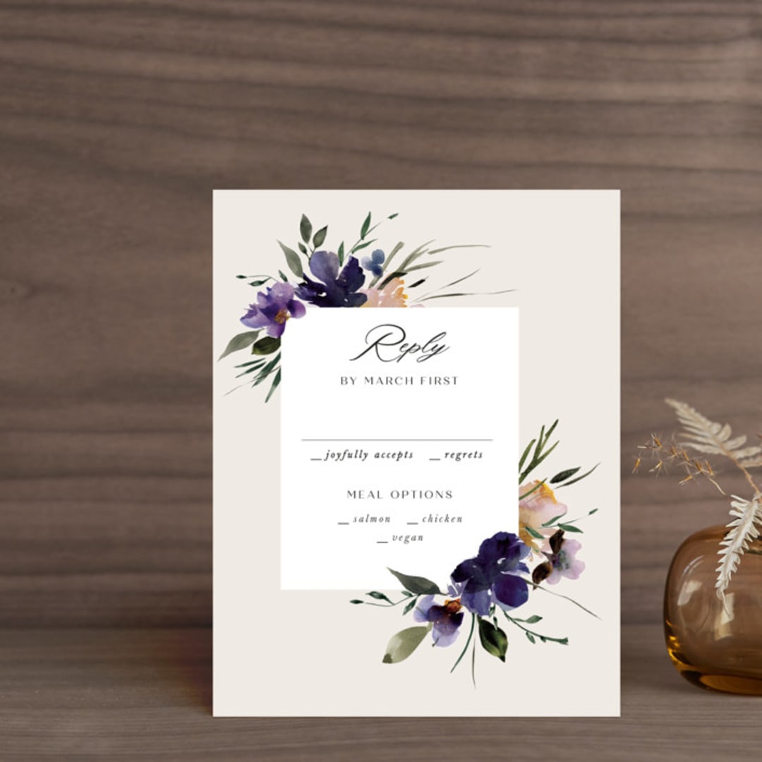 "ivi" - RSVP Cards in Ivory by Lori Wemple - Front