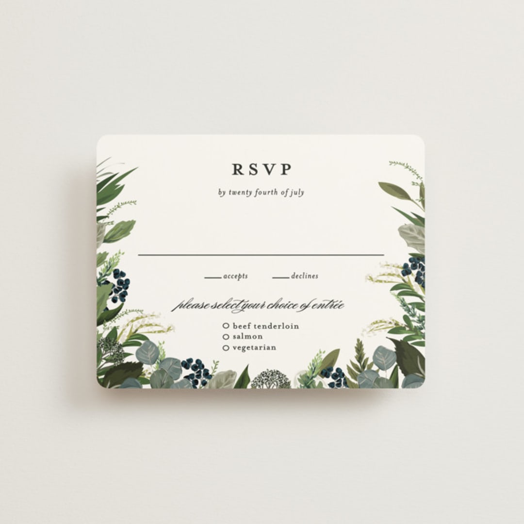"Side Swept" - RSVP Cards in Navy by Susan Moyal - Front