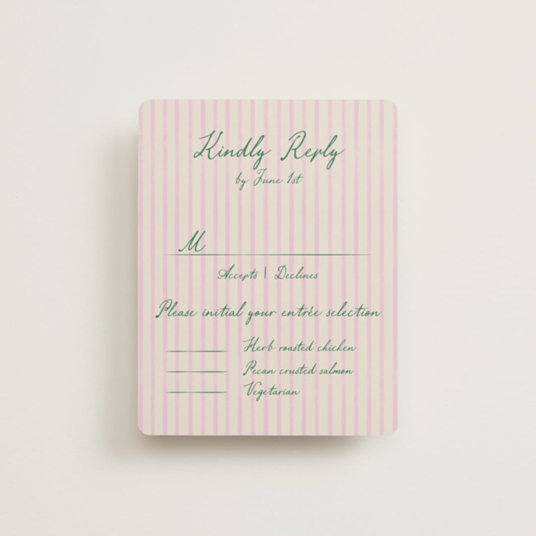 "Whimsical Hand Illustrated Crest" - RSVP Cards in Peony by Jackie Crawford - Front