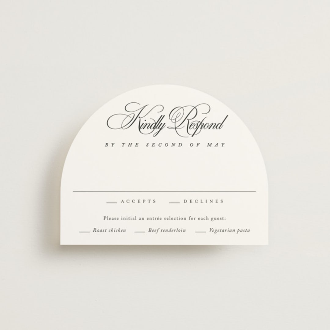 "Chic Script" - RSVP Cards in Silk by Kelly Schmidt - Front