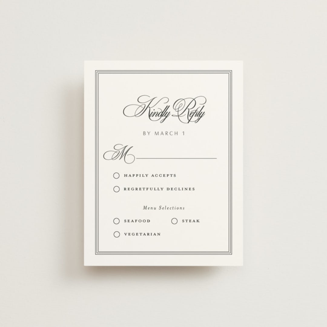 "Black Tie Elegance" - RSVP Cards in Tuxedo by Nicoletta Savod - Front