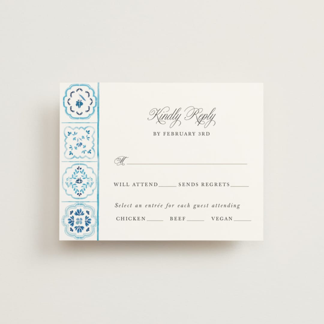 "Almafi" - RSVP Cards in Cerulean by Itsy Belle Studio - Front