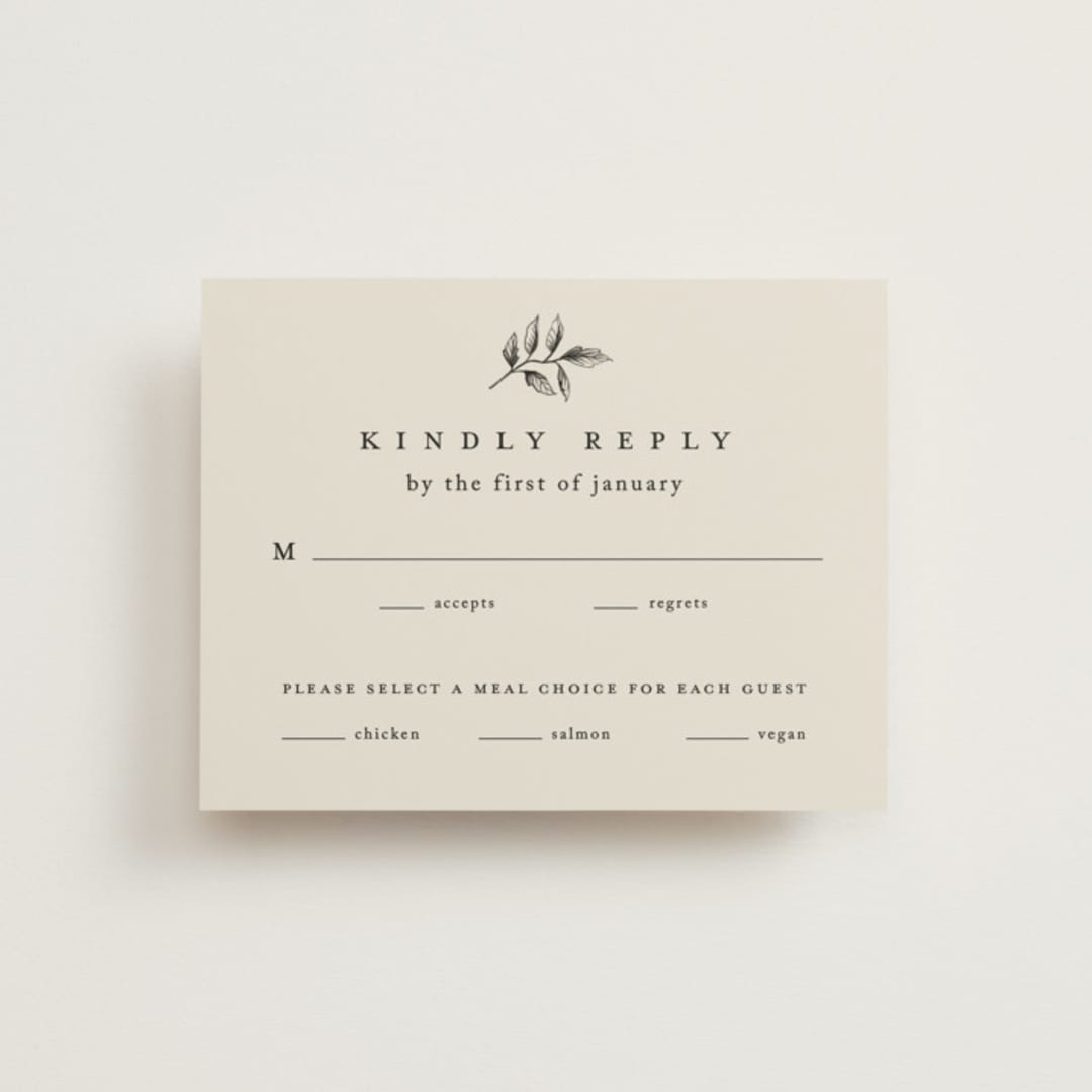 "White Oak" - RSVP Cards in Dove by Amy Kross - Front