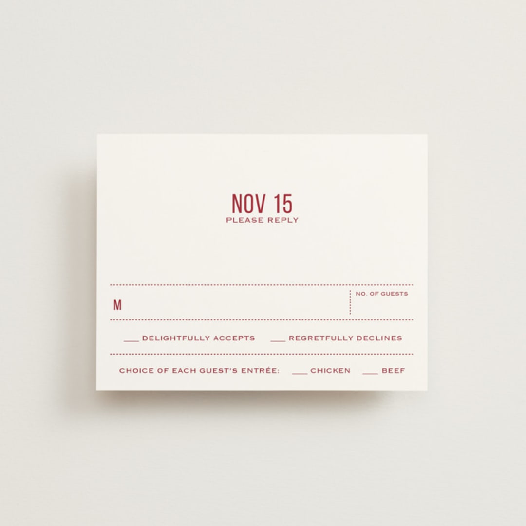 "Double Happiness Seal" - RSVP Cards in Carmine by Lori James - Front