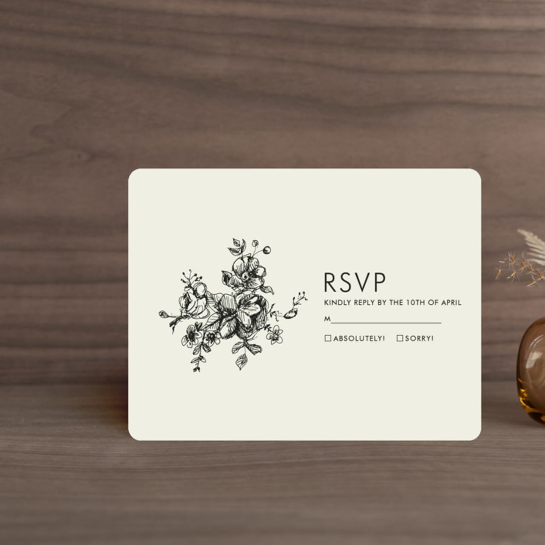 "Elegance Illustrated" - RSVP Cards in Beige by Phrosné Barwood - Front