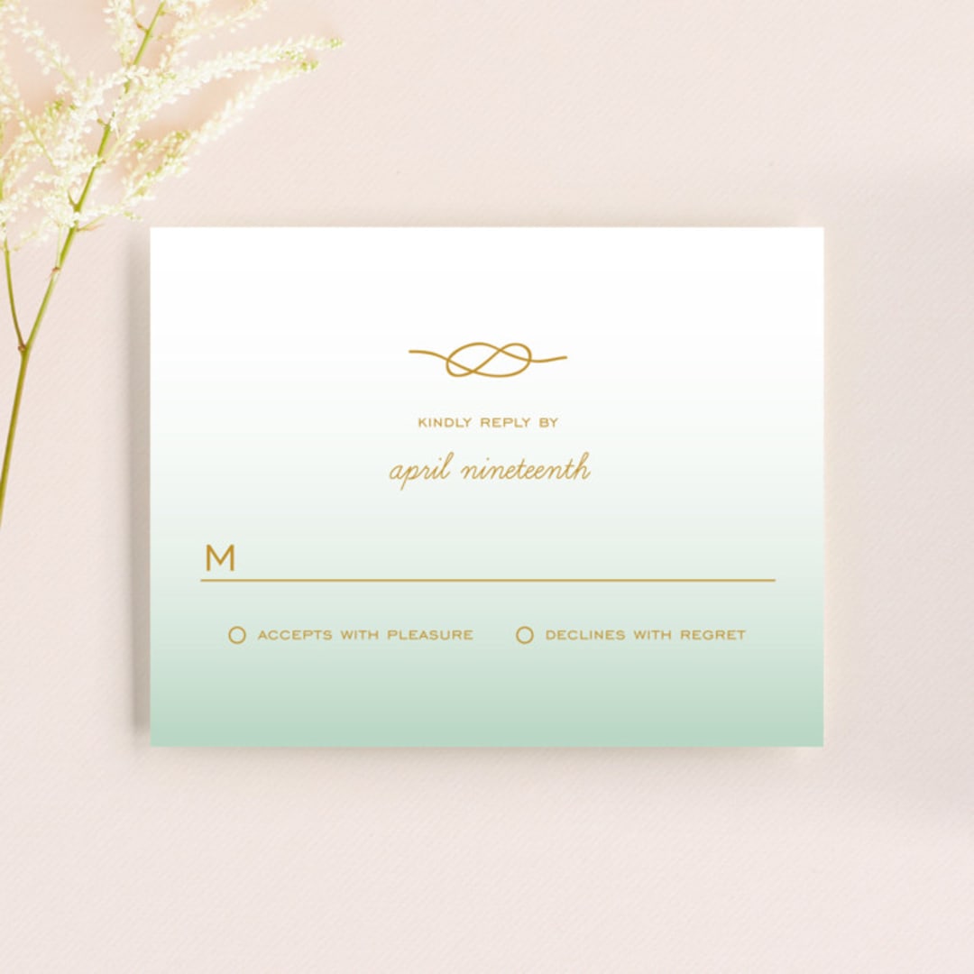 "Simple Knot" - RSVP Cards in Mint by SimpleTe Design - Front