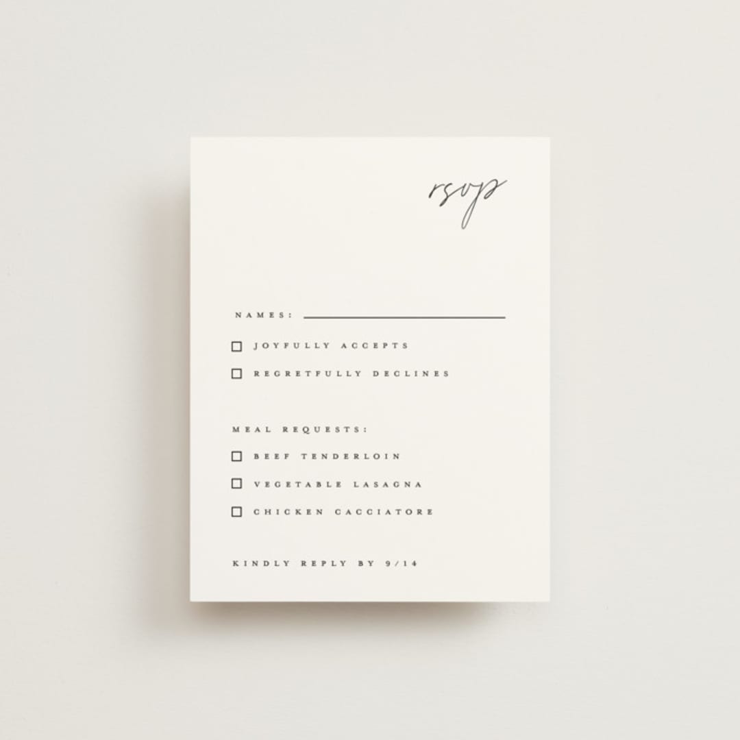 "Slate" - RSVP Cards in Bridal Veil by Up Up Creative - Front