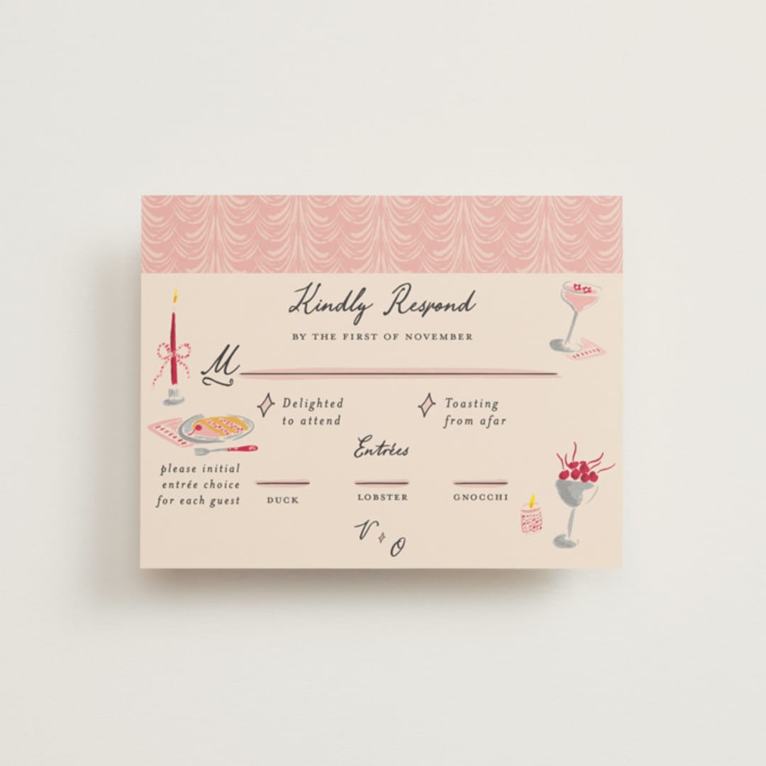 "Velvet Cherry" - RSVP Cards in Cherry by Sarah Rosenthal - Front