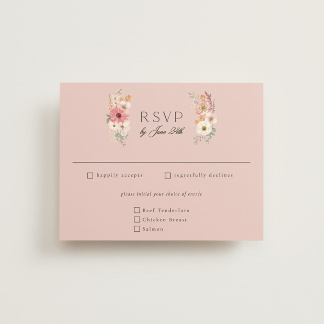 "Cherished" - RSVP Cards in Sunset by Susan Moyal - Front