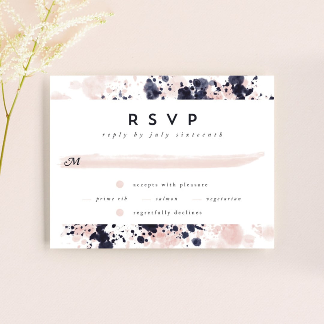 "artful celebration" - RSVP Cards in Blush by Qing Ji - Front