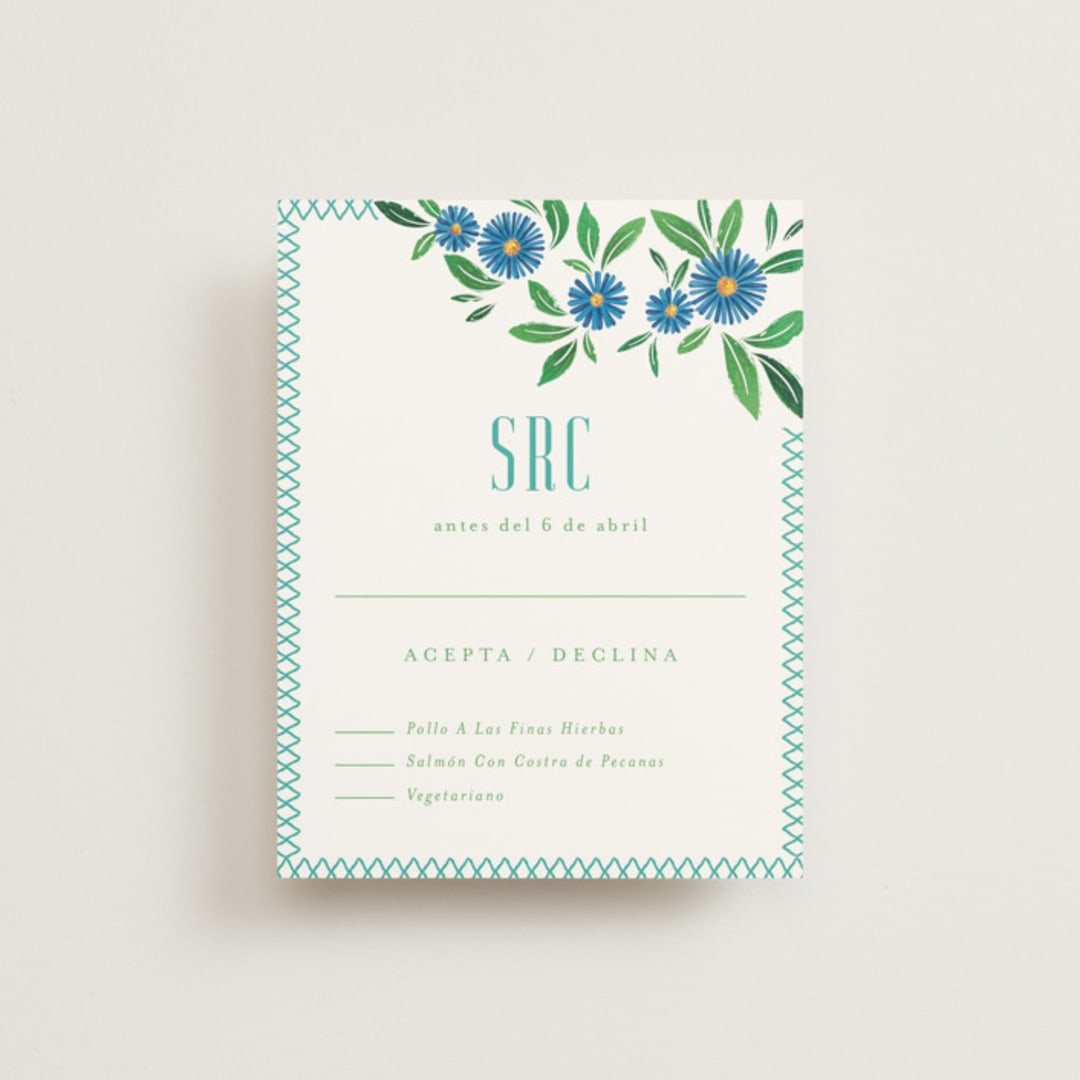 "Embroidery" - RSVP Cards in Noche by Jackie Crawford - Front