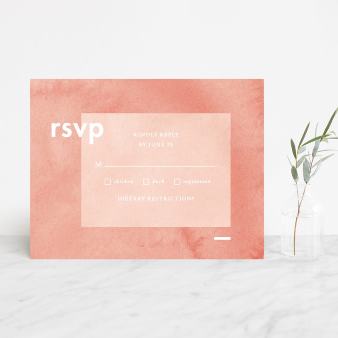 "Contemporary" - RSVP Cards in Peony by Liz Conley - Front
