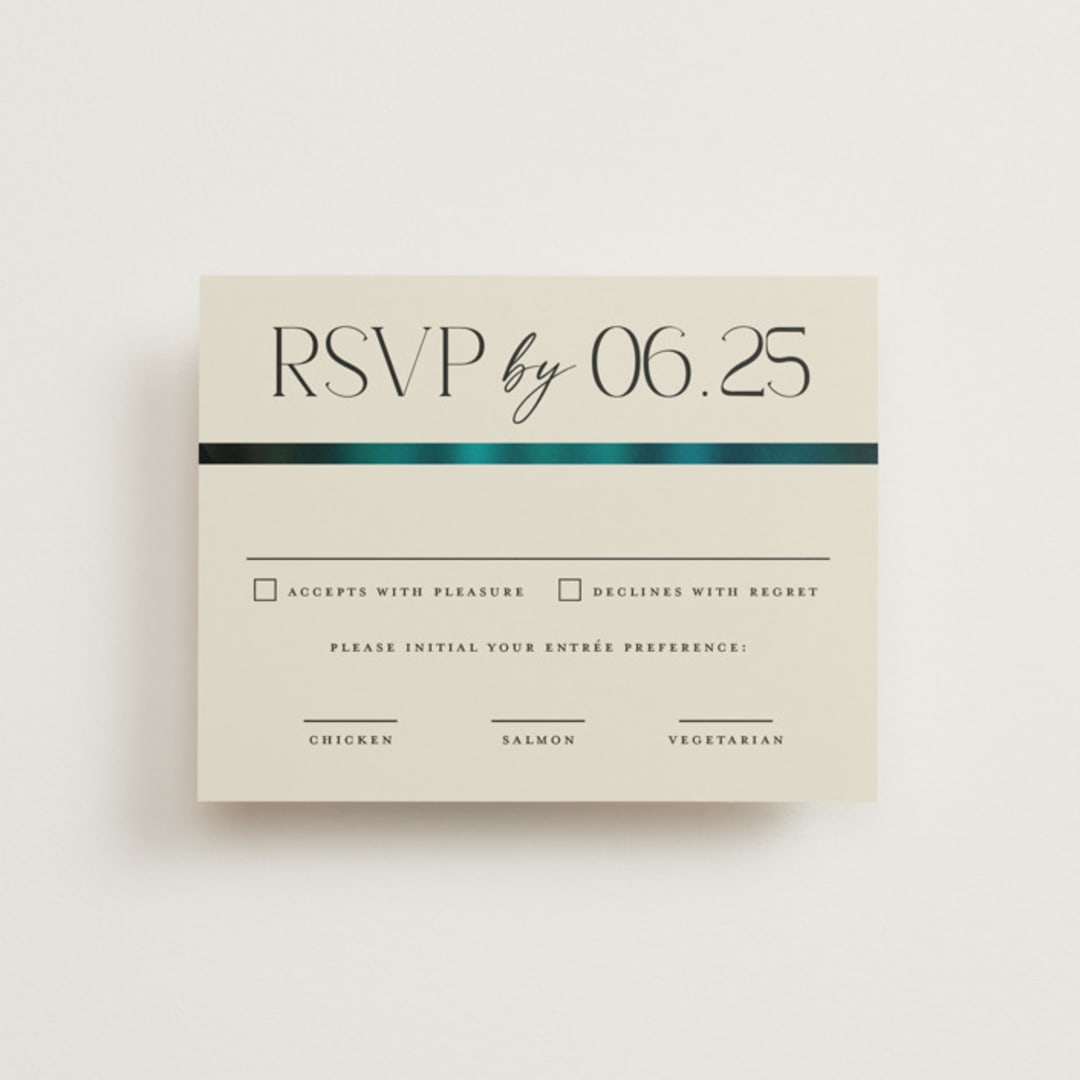 "Spectrum" - RSVP Cards in Teal by Heather Schertzer - Front