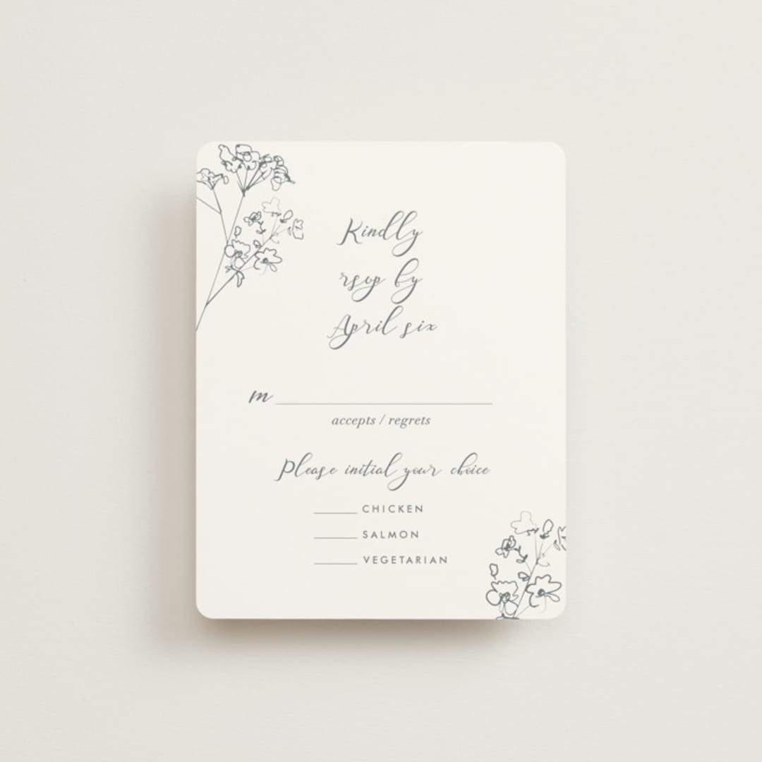 "Sketched Florals" - RSVP Cards in Storm by Baumbirdy - Front