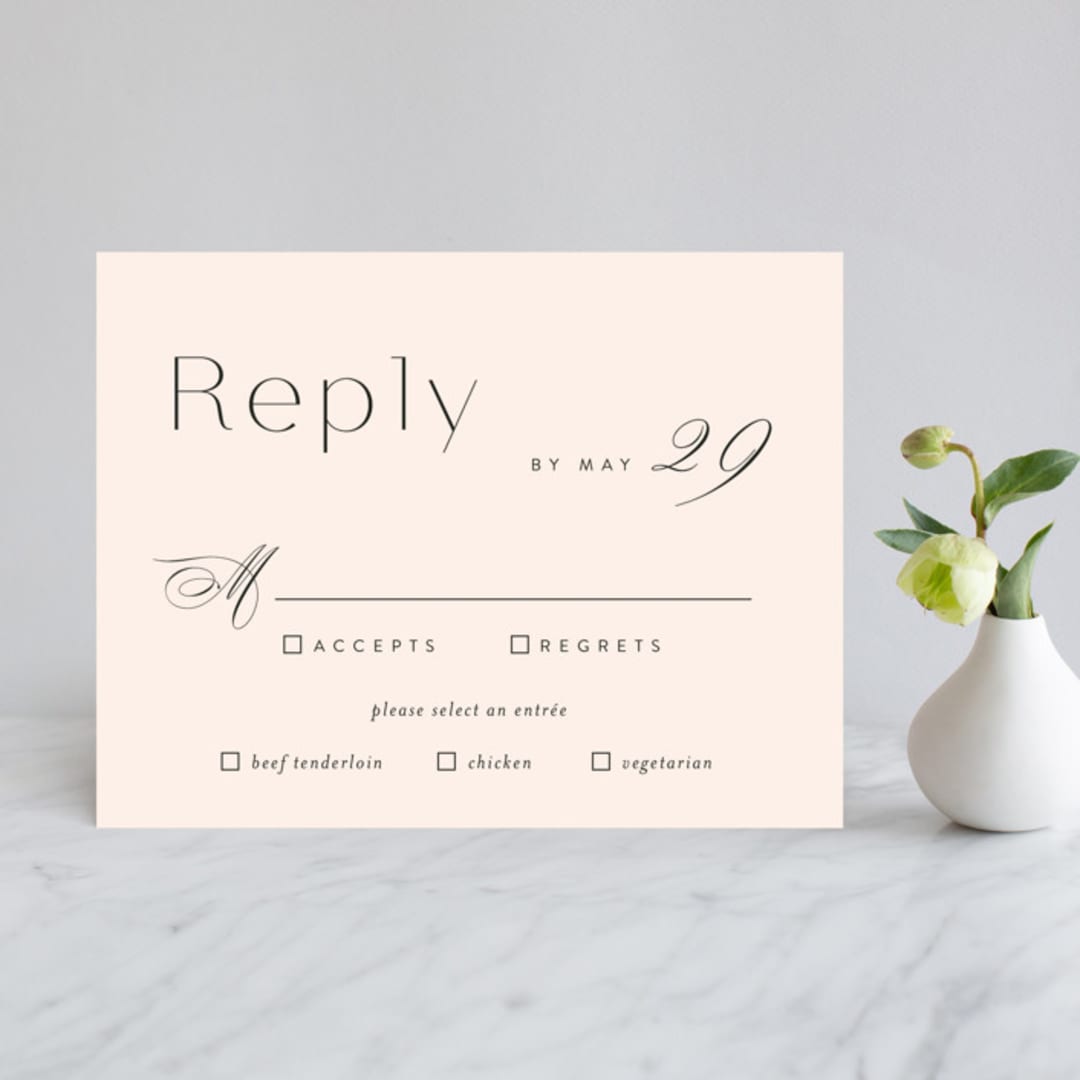 "Lithe" - RSVP Cards in Blush by Kristie Kern - Front