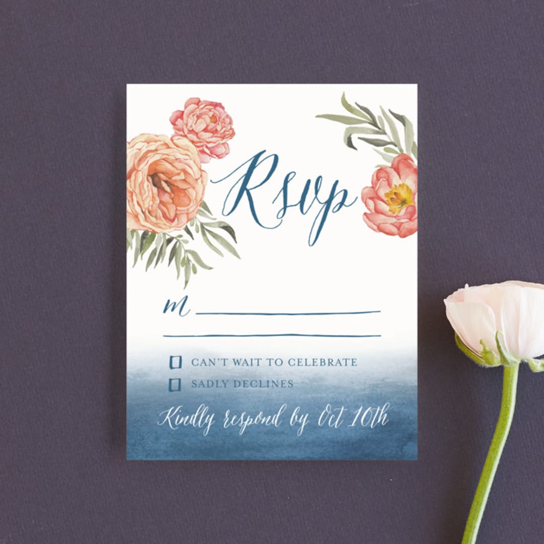 "Garden Rose" - RSVP Cards in Garden Rose by Wildfield Paper Co - Front