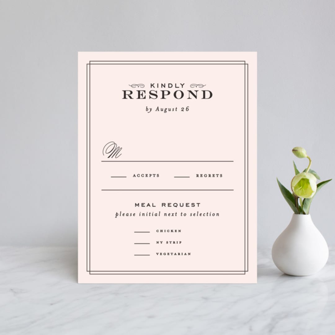 "Simply Framed" - RSVP Cards in Blush by Maddy Hague - Front