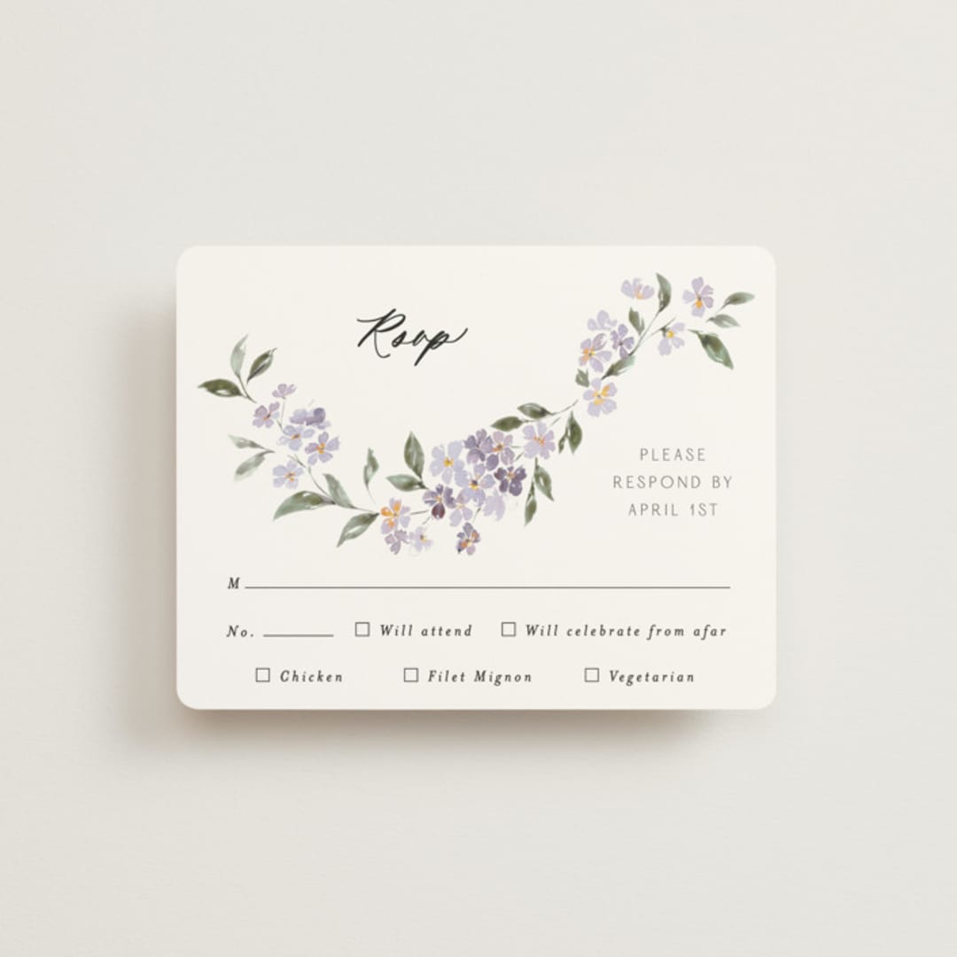 "Sweeping Vine" - RSVP Cards in Periwinkle by Itsy Belle Studio - Front