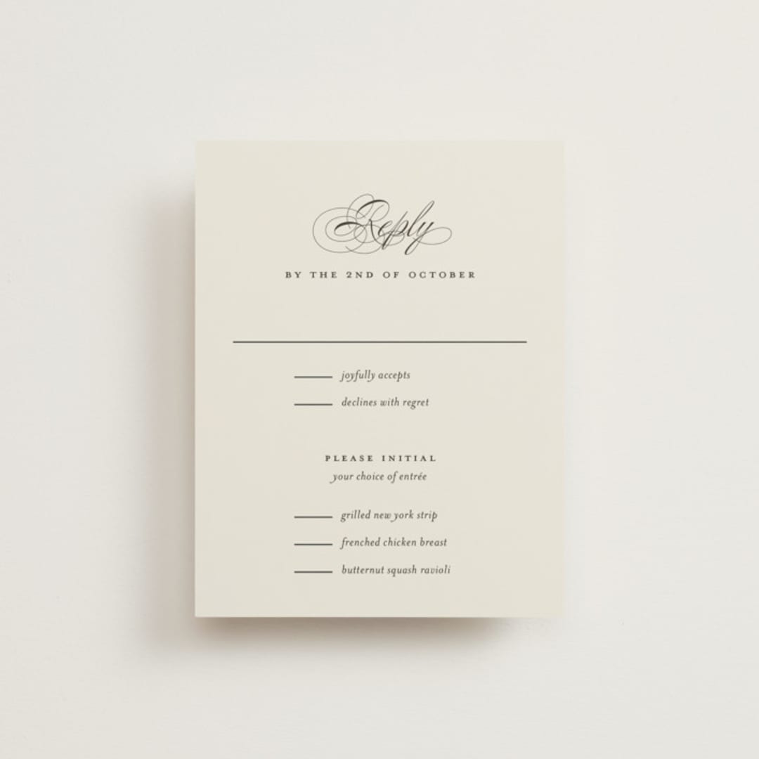 "Tandem" - RSVP Cards in Buttercream by Jessica Williams - Front