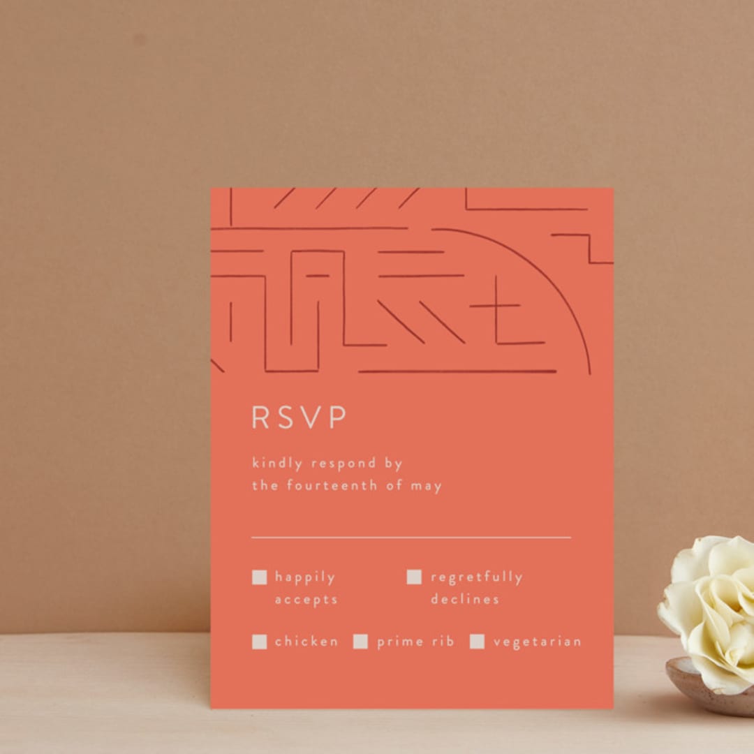 "Lines" - RSVP Cards in Melon by JeAnna Casper - Front