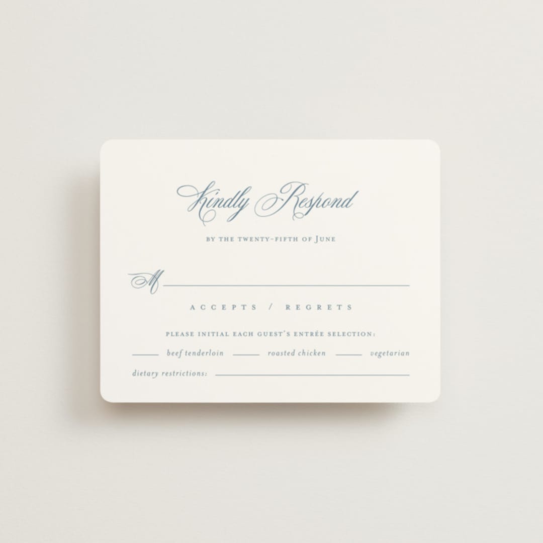 "Empire" - RSVP Cards in Dusty Blue by Jennifer Postorino - Front