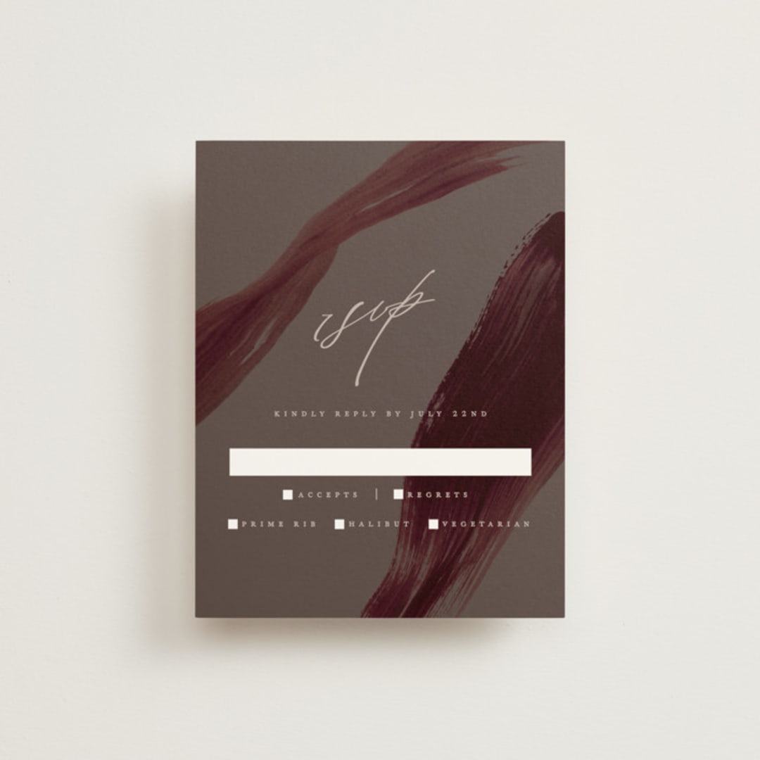 "Garnet" - RSVP Cards in Walnut by Olivia Kanaley Inman - Front