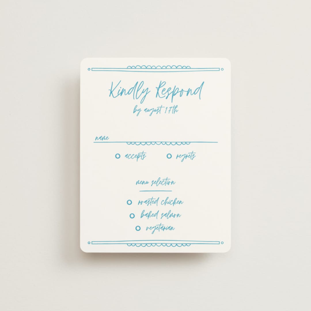 "darby" - RSVP Cards in Azure by Kelly Watkins - Front