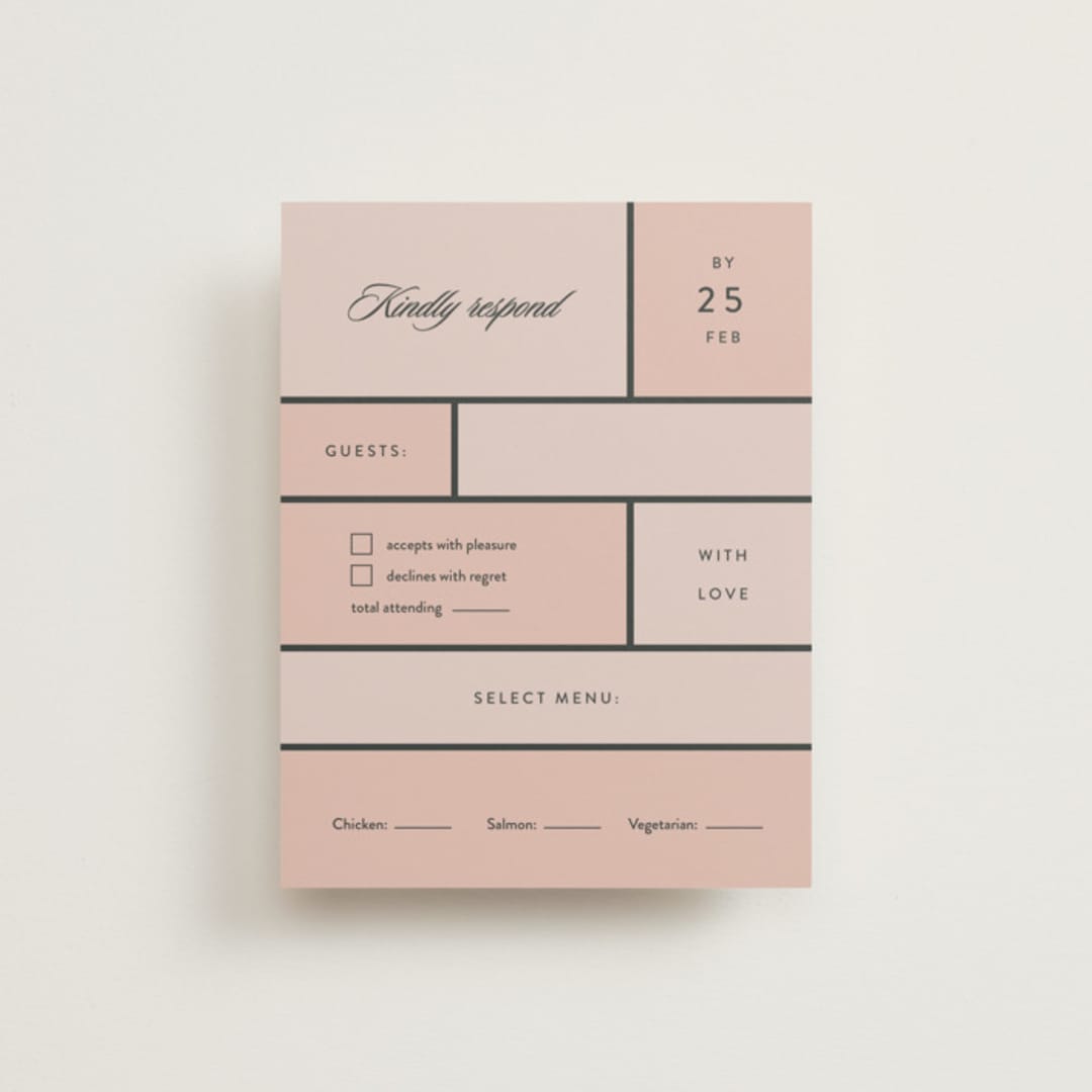 "Modern Squares" - RSVP Cards in Flamingo by FRANI - Front