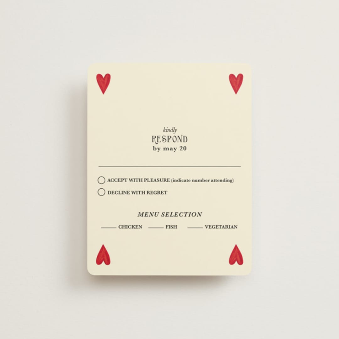 "Red Hearts" - RSVP Cards in Champagne by Helena Vitto - Front