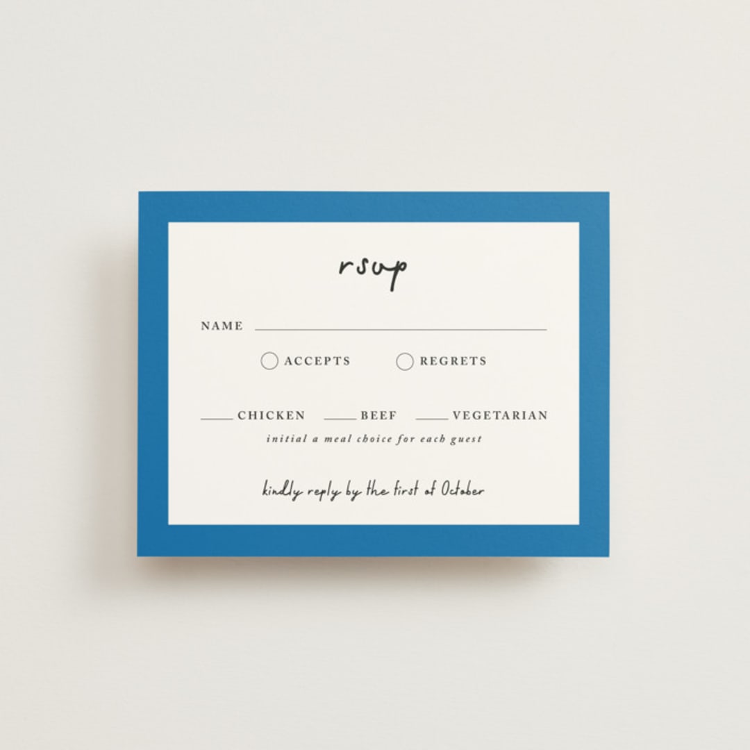 "Swirl Frame" - RSVP Cards in Cobalt by mo kelley - Front