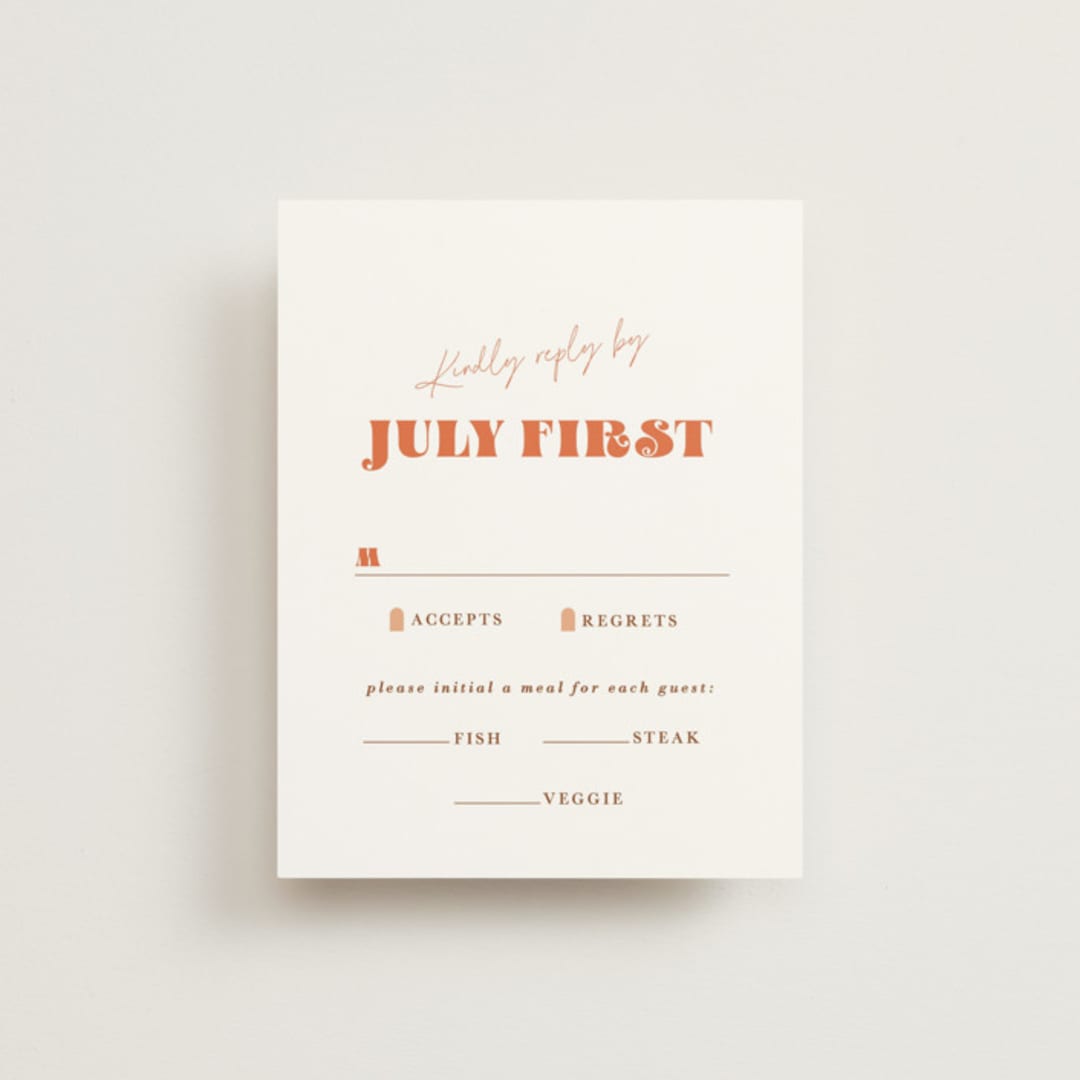 "Rory" - RSVP Cards in Rust by Alaina Cherup - Front