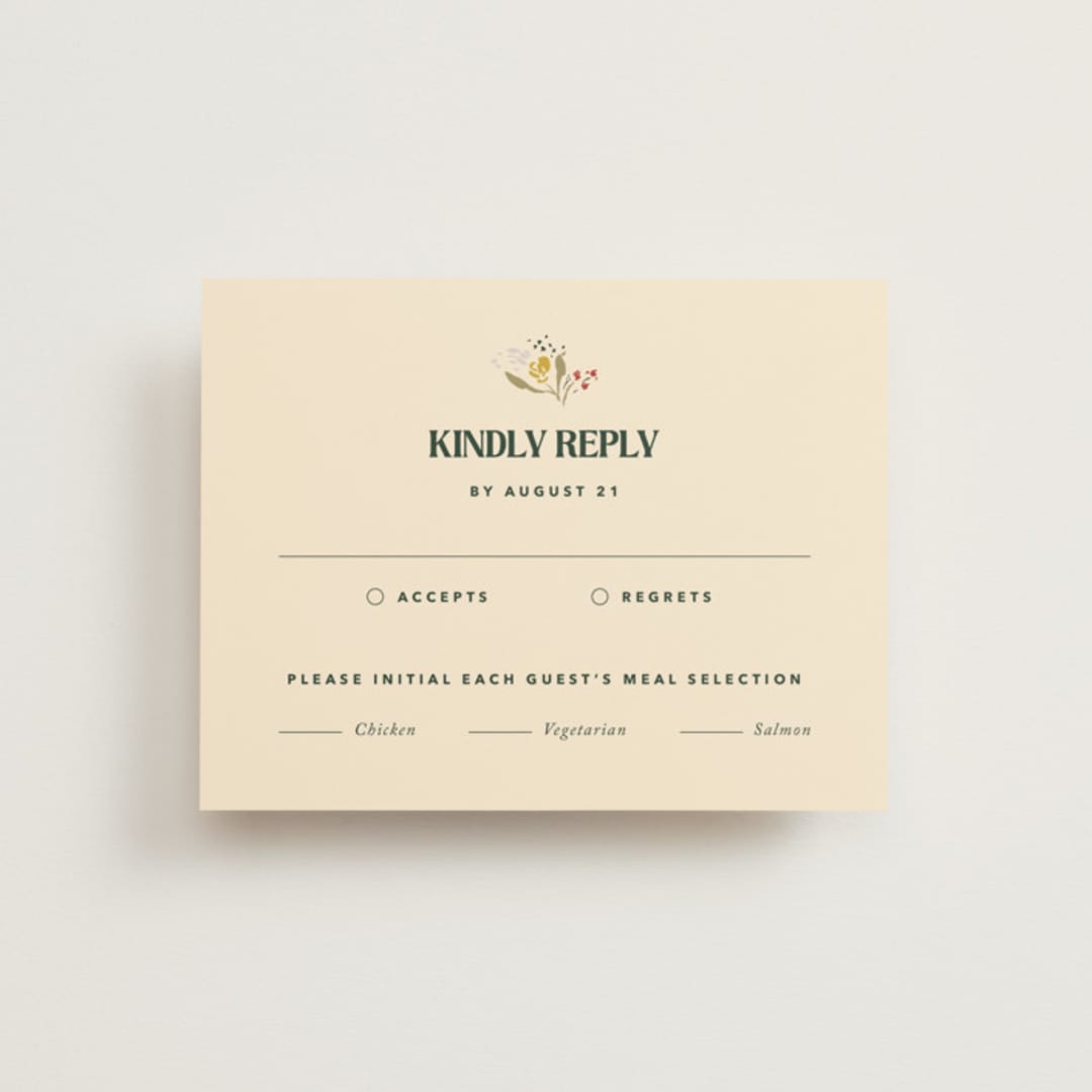 "Bridal Bouquet" - RSVP Cards in Verde by Kindred Fields - Front