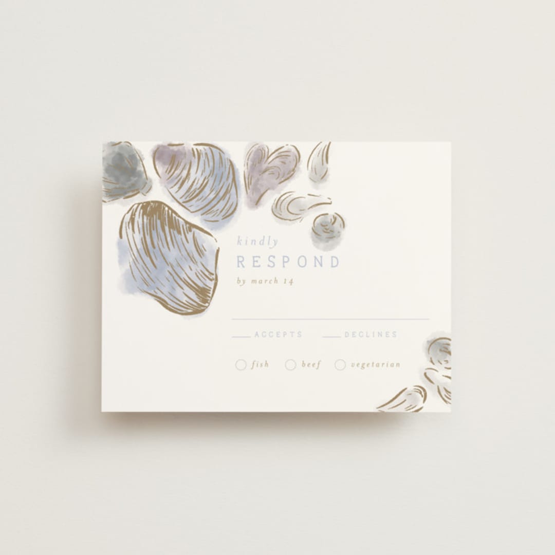 "Rocky Seaside Frame" - RSVP Cards in Ocean by Shiny Penny Studio - Front