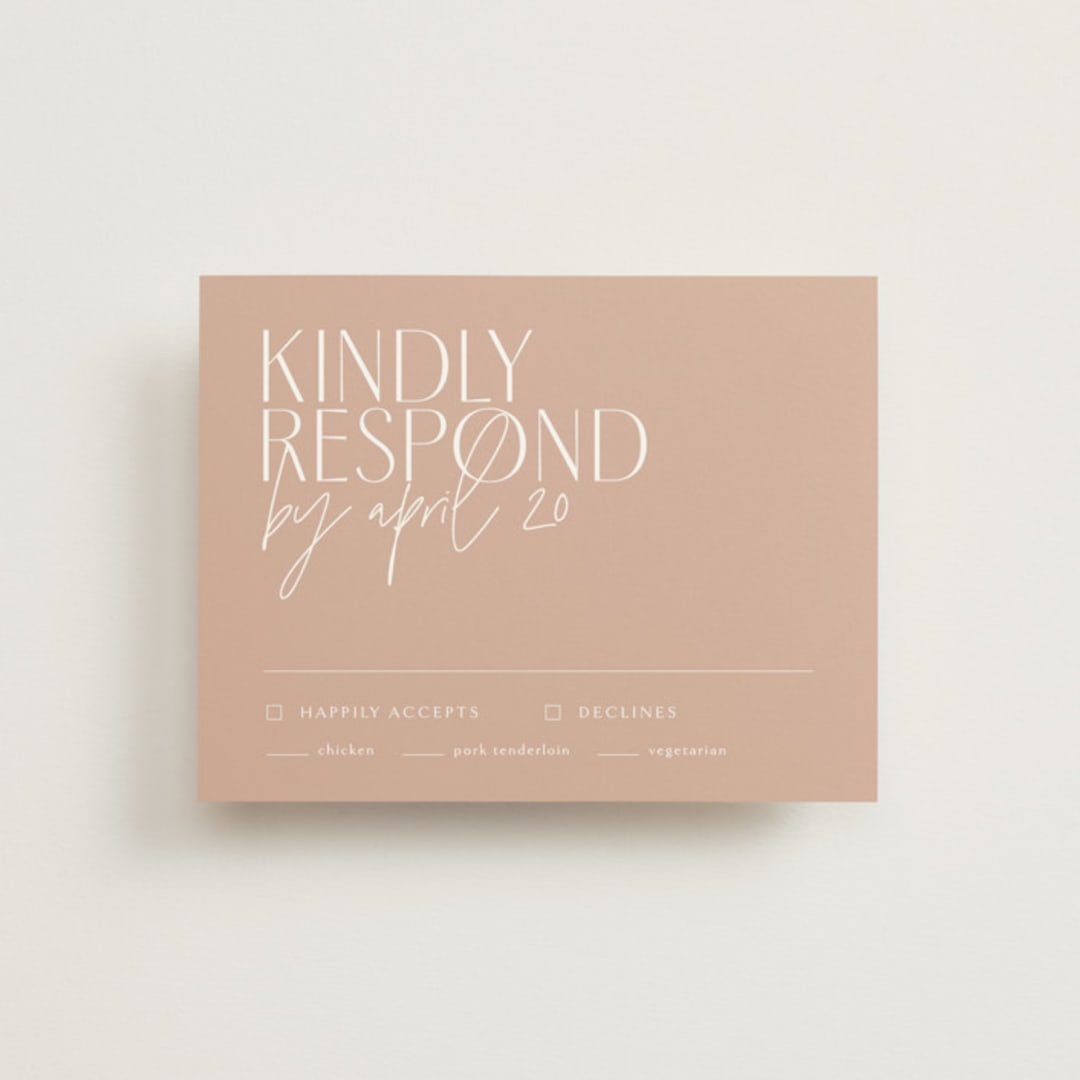 "Overlap" - RSVP Cards in Terracotta by Kelly Schmidt - Front