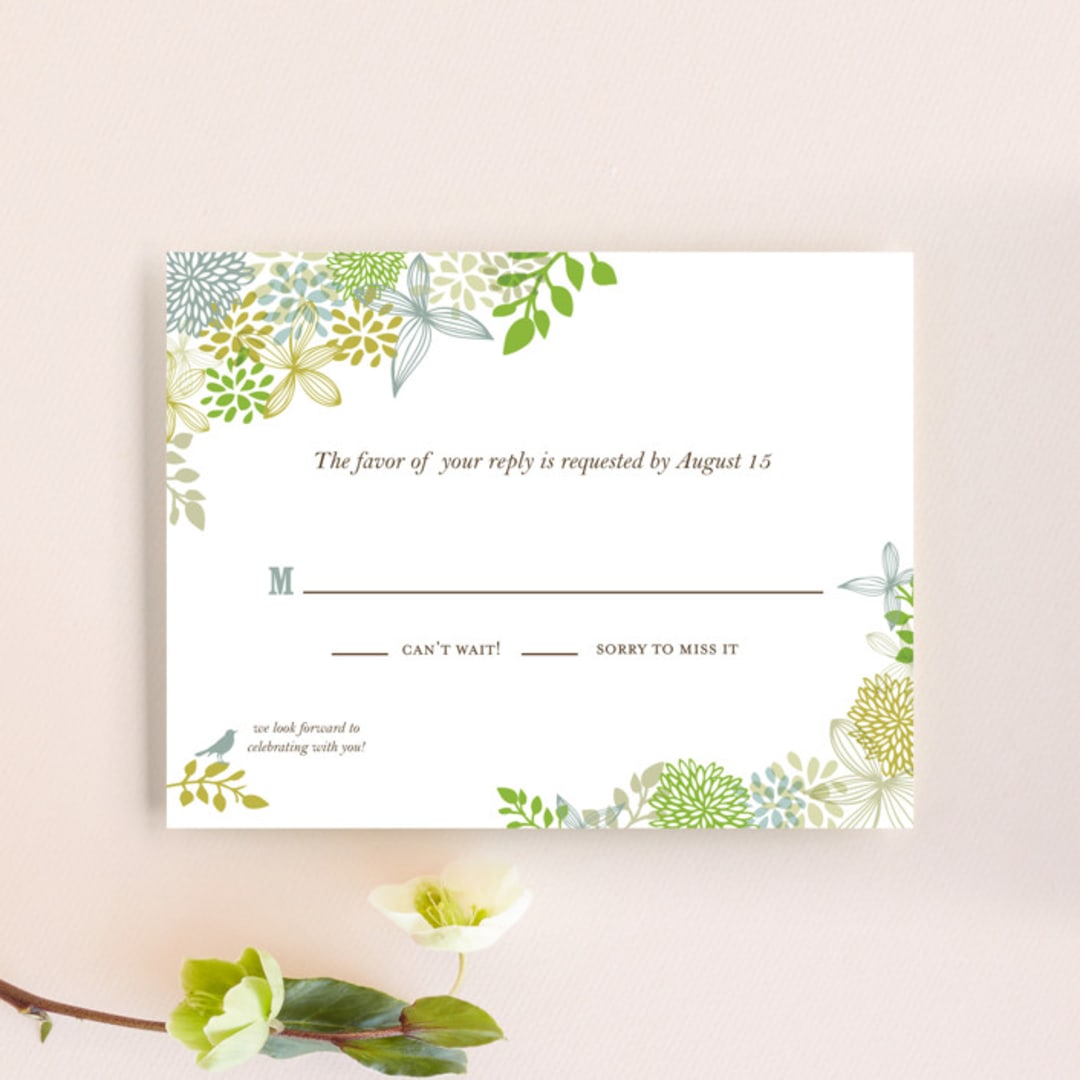 "Fling" - RSVP Cards in Leaf by Andrea Mentzer - Front