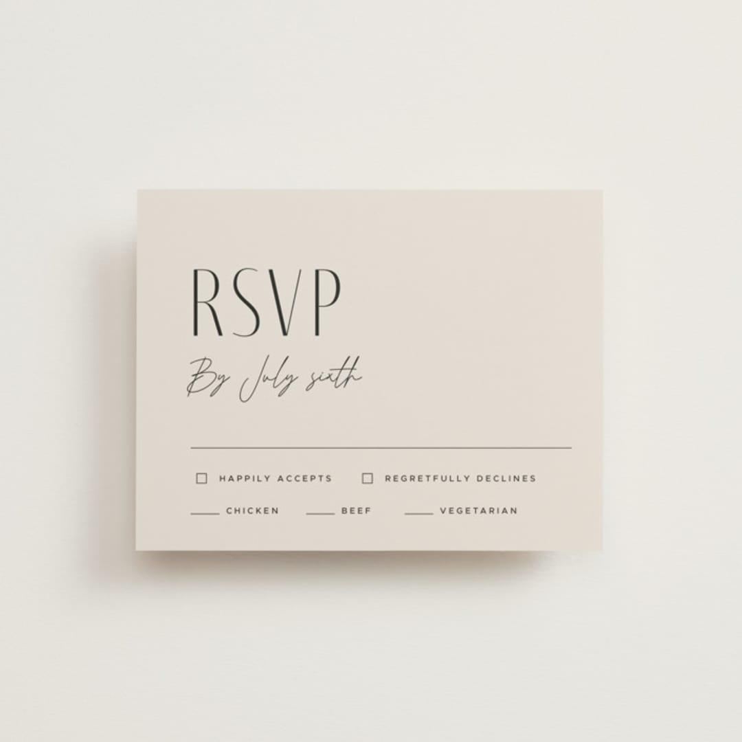"Arabilla Overlap" - RSVP Cards in Linen by Kelly Schmidt - Front