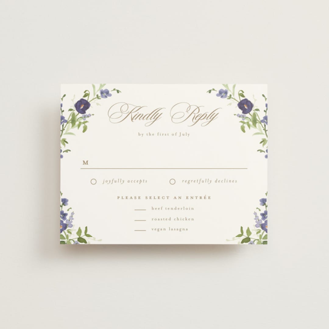 "Wildflower Trellis" - RSVP Cards in Iris by Everett Paper Goods - Front