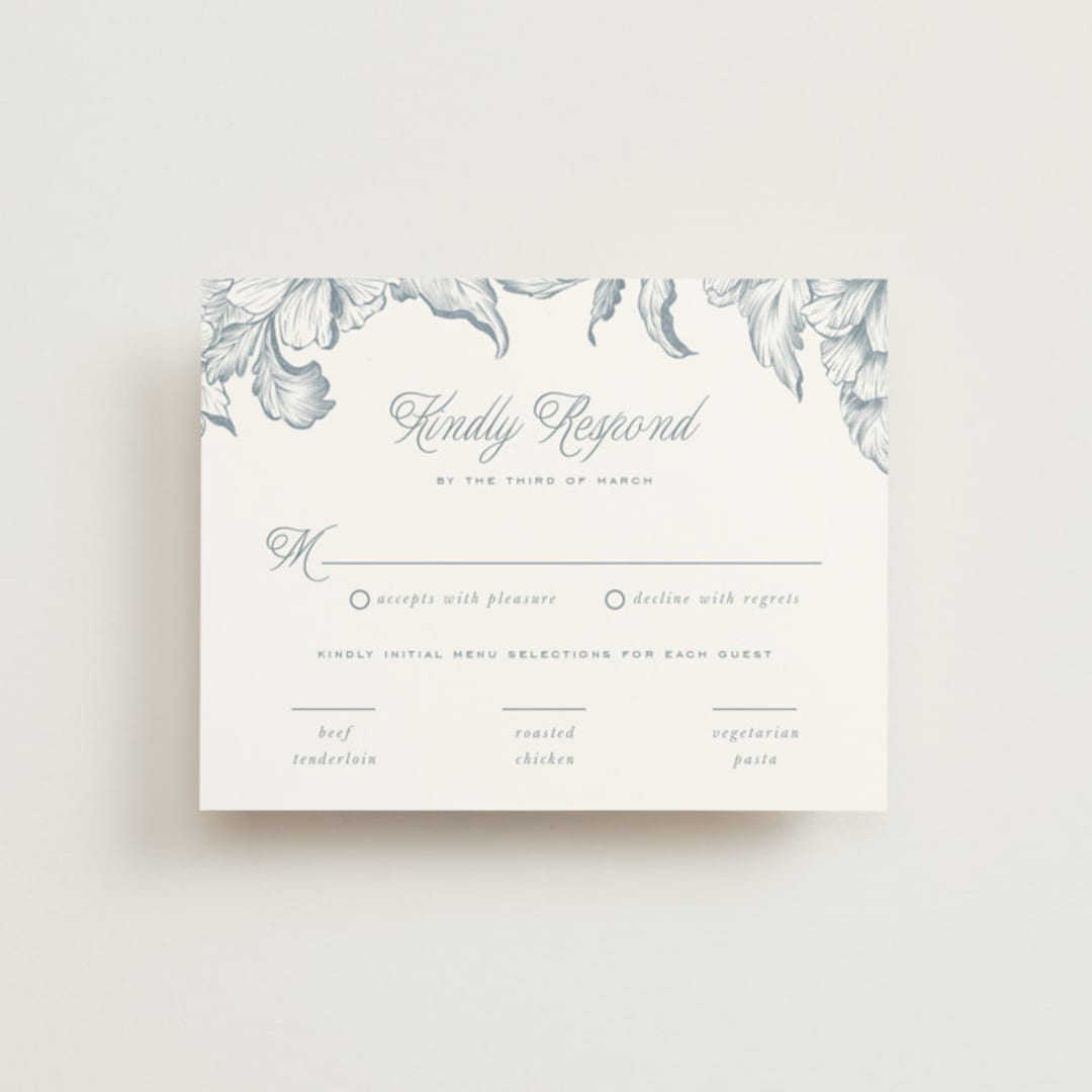 "Wreath In Bloom" - RSVP Cards in Lake by Leah Bisch - Front